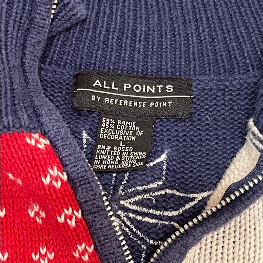Vintage Winter Patchwork Sweater Quarter-Zip - Picture 6 of 6
